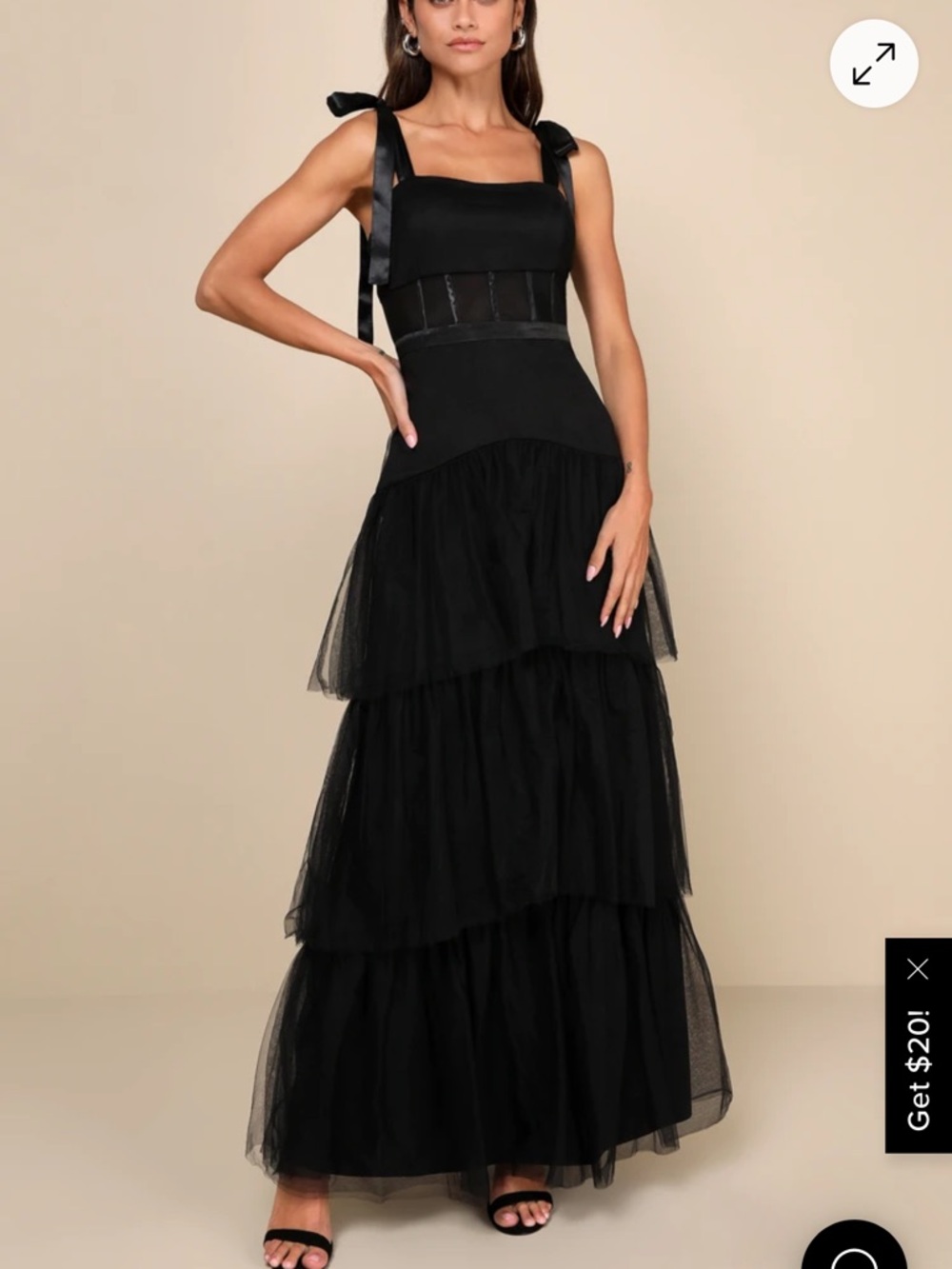 Lulu's Black Tiered Tulle Maxi Dress